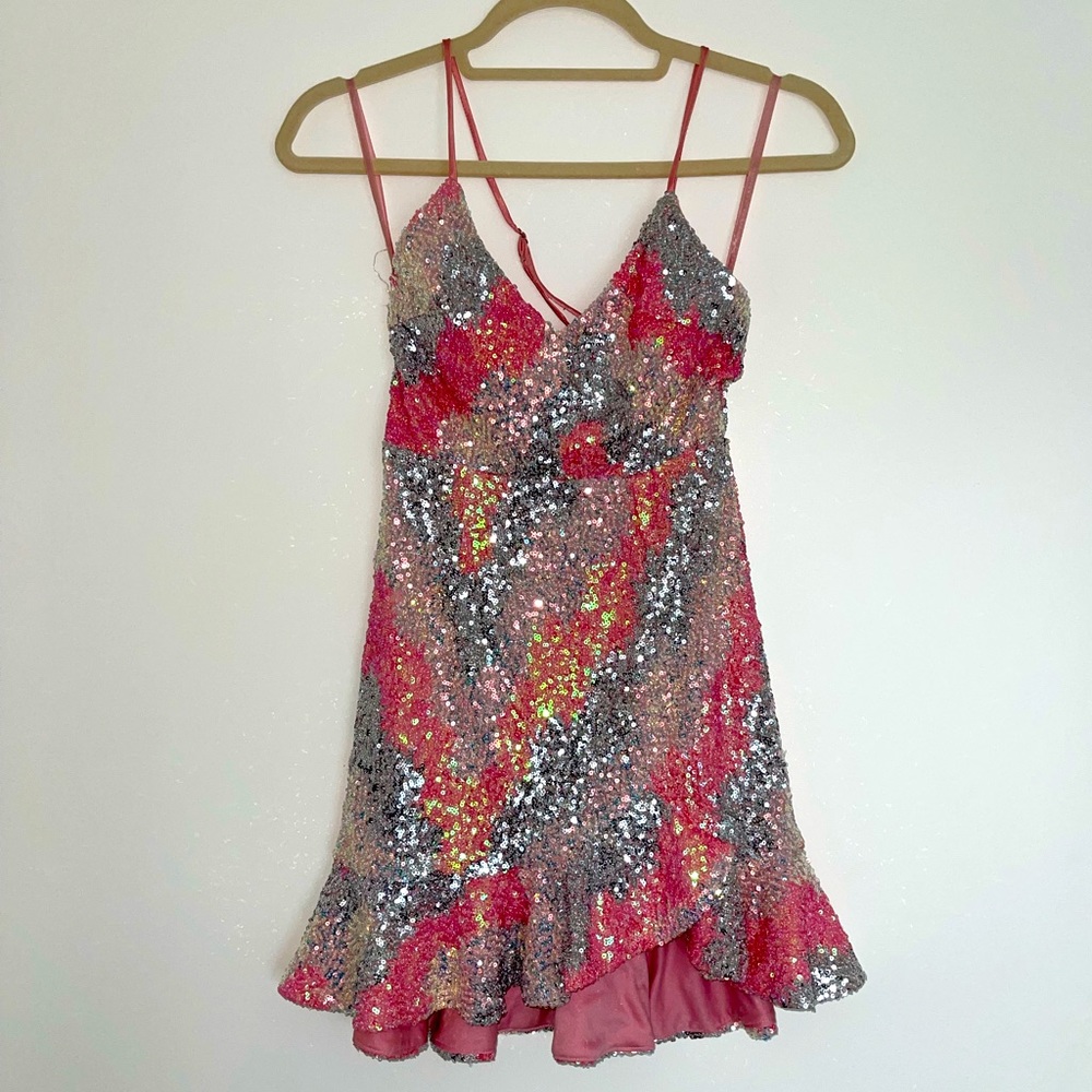Sparkly sexy pink mini dress